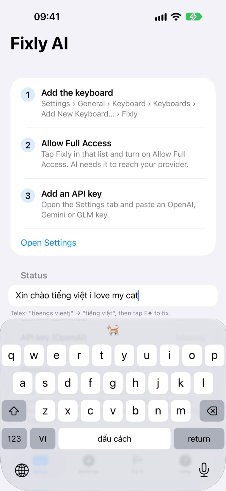 Typing Vietnamese with Telex and an emoji suggestion
